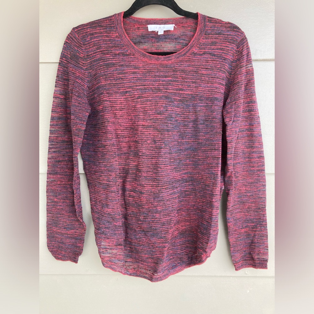 IRO Anemone Linen Blend Striped Knit Lightweight Sweater